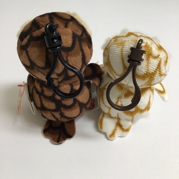 Ty Beanie Boos SET Owl Key Ring Clips Sammy Swoops Mini Plush Stuffed Animal Toy - Picture 3 of 12